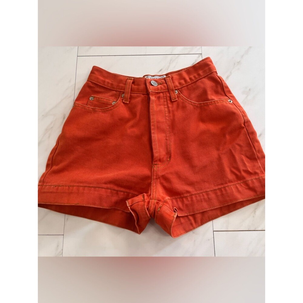 Vintage 90’s Limited Jeans Made in USA Orange Button Fly Denim shorts